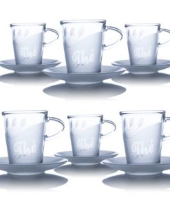 6 mugs thé cristal sans sous tasse