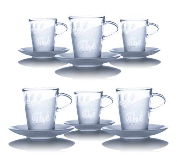 6 mugs thé cristal sans sous tasse